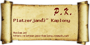Platzerjanó Kaplony névjegykártya